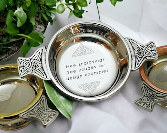 Quaich para padrinhos com gravação personalizada - Presente de casamento escocês personalizado, Quaich para o melhor homem - Gravação gratuita