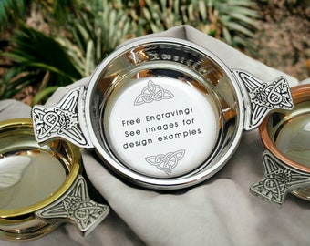 Personalized Celtic Quaich - Custom Engraving for Memorable Gift Giving - Free Engraving