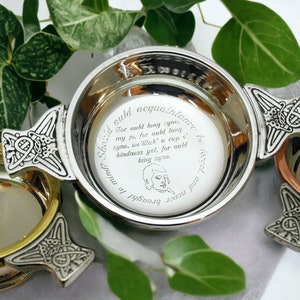 Custom engraved quaich bowl personalised quaich gift for men gift for women engraved gift scottish gifts english pewter quaich loving cup