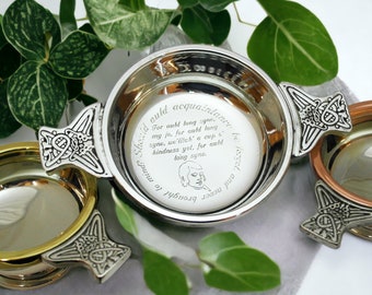Custom engraved quaich bowl personalised quaich gift for men gift for women engraved gift scottish gifts english pewter quaich loving cup