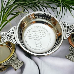 Quaich custom engraved copper rimmed quaich customised gift scottish gifts personalised quaich copper rimmed gift english pewter gift