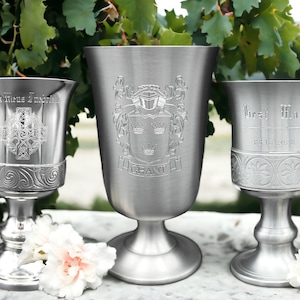 Wine goblet custom engraved pewter wine goblet personalised gift wine goblet customised present wine goblet metalware drinkware victorian