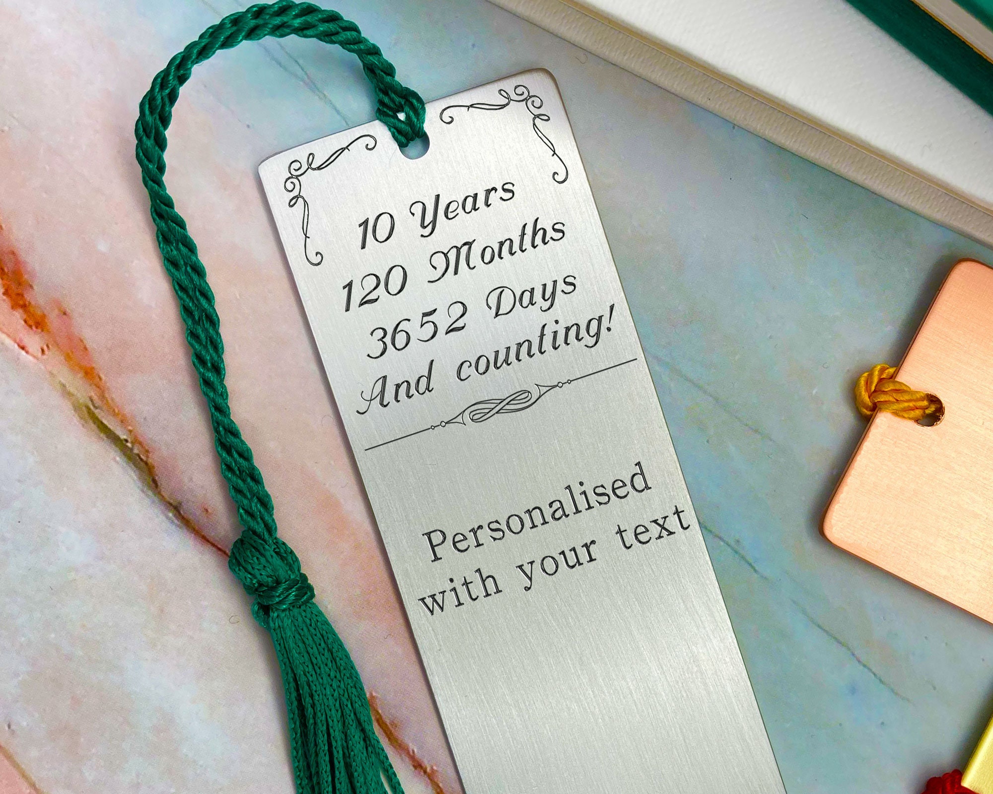 10 Year Anniversary Gift for Him Custom Engraved Tin Bookmark Etsy