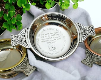 Engraved personalised Pewter Quaich