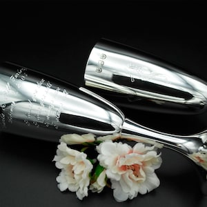 Silver drinkware silver glasses custom engraved silver flutes personalised metal glasses customised silver champagne metal flutes