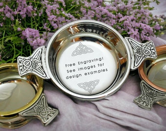 Custom Engraved Quaich Trophy - Personalized Scottish Quaich, Customized Trophy Cup - Free Engraving