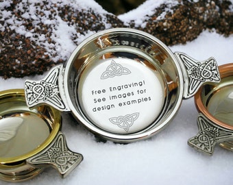 A handmade pewter Quaich for weddings, christenings, baptisms, and anniversary's - Free Engraving