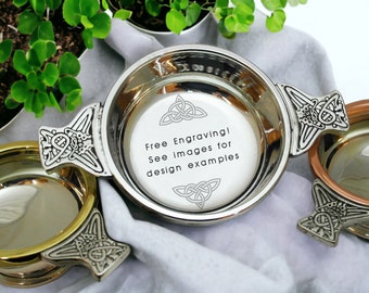 Engraved personalised Pewter Quaich