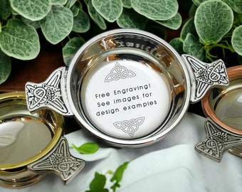 Engraved Personalized Pewter Wedding Quaich - Customized Gift for the Couple - Free Engraving - Friendly Service