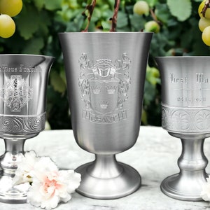 Holy communion goblet custom engraved goblet gift customised present engraved pewter communion goblet antique finish personalised gift