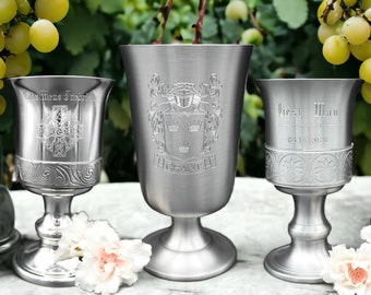 Holy communion goblet custom engraved goblet gift customised present engraved pewter communion goblet antique finish personalised gift