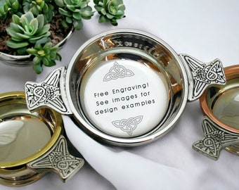 Custom Engraved Quaich Bowl - Personalized Gift for Men and Women, Scottish Loving Cup - Free Engraving