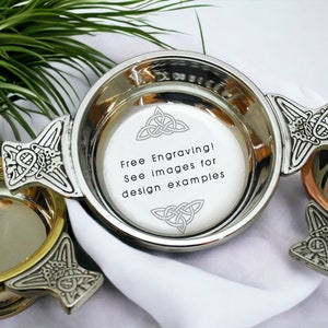 Personalised Quaich for Scottish Wedding - Handmade Quaich from Pewter - Free engraving