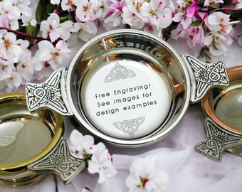 Personalized Engraved Quaich - Custom Gift for Her and Him, English Pewter, Scottish Tradition - Free Engraving