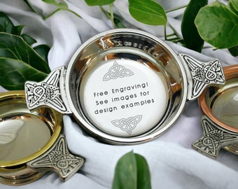 Presente de casamento escocês - Presente de casamento celta - Quaich feito à mão - Gravação gratuita