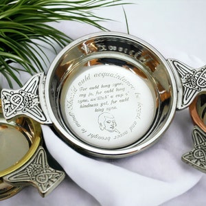Pewter engraved quaich customised quaich personalised gift for her gift for him custom engraved quaich scottish gifts english pewter quaich