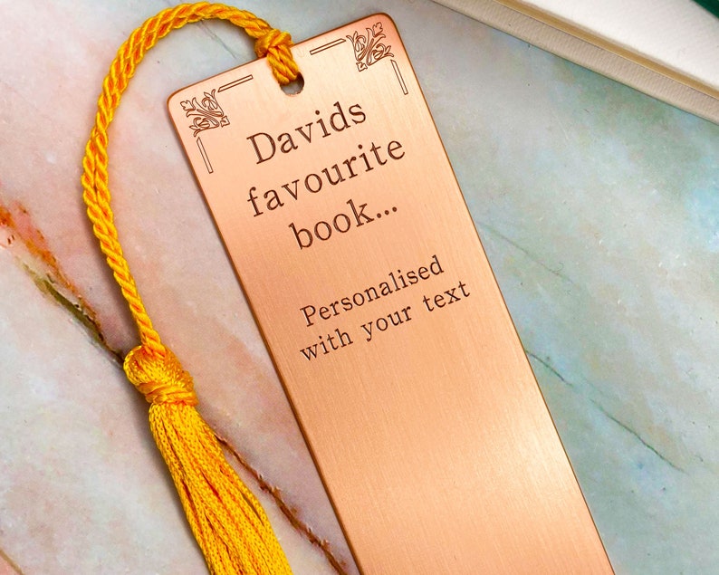 Personalised gifts for son, son bookmark, gifts for son, personalised bookmark, copper bookmark, engraved bookmark, engraved gifts for men image 1