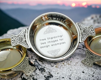 Quaich celta personalizado - Gravação gratuita - Quaich escocês para casamento - Quaich feito à mão