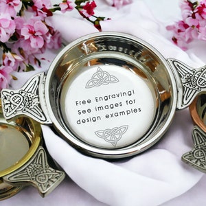 Personalized Engraved Quaich - Engraved Quaich Gift in English Pewter for wedding