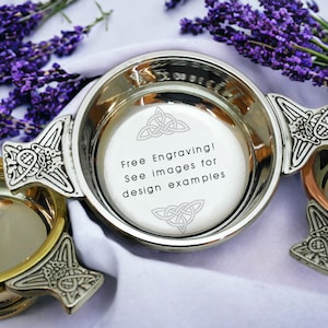 Traditional Scottish Wedding Gift - Handmade Pewter Quaich - Free Engraving