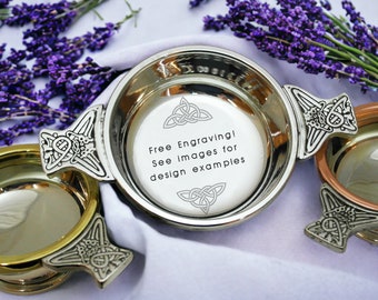 Traditional Scottish Wedding Gift - Handmade Pewter Quaich - Free Engraving