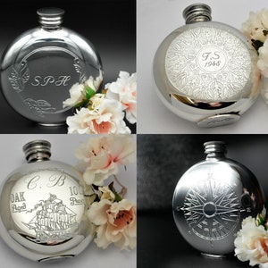 English Pewter Rounded Kidney Hip Flask Personalised flask Gift Engraved Hip Flask Pewter Hip flask custom hip flask pewter pocket flask image 4