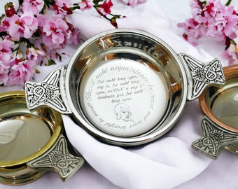 Personalized Engraved Quaich - Engraved Quaich Gift in English Pewter for wedding