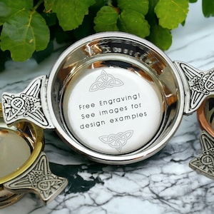 Personalisierter Scottish Quaich - Keltisches Hochzeitsgeschenk - Gratis Gravur