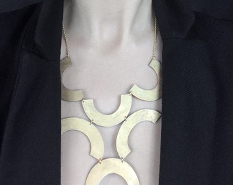 Statement Necklace Gold, Bold Bib Chain Necklace, Deco by ENNA