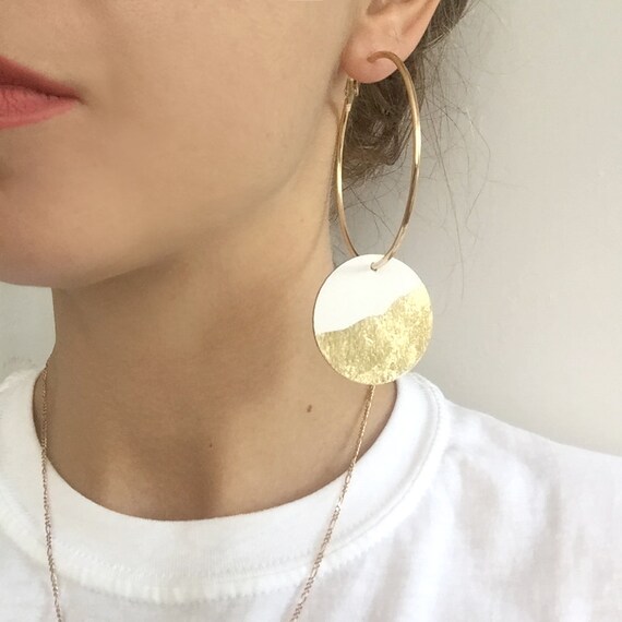 White disc earrings deals
