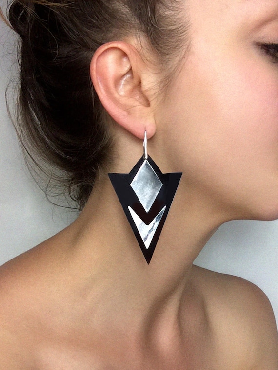 Black acrylic earrings online