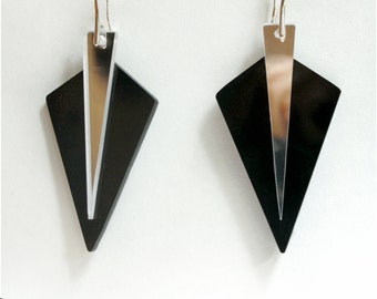Acrylic Drop Earrings, Black Triangle, Dangle Statement Jewellery by ENNA