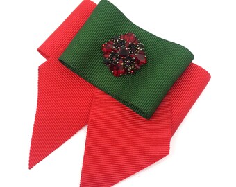 Bow Ribbon Female Hair Clip, Embellished Red Swarovski Hair Jewellery