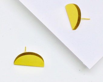 Small Stud Half Circle Earrings, Gold Acrylic Jewellery