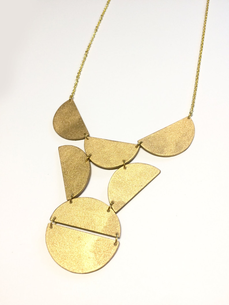 Art Deco Style Chain Necklace by ENNA Golden Geometric Bib Half Circle Necklace