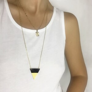 Acrylic Geometric Necklace, Gold Detail, Long Triangle, Pentagon, Hexagon Necklace by ENNA image 2