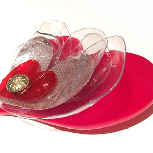 SALE Red Acrylic Brooch, Plastic Bottle Heart Brooch, PET bottle Brooch, Perspex Valentine Brooch by Enna image 4