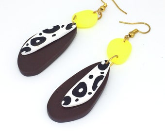 SALE Colour Block Insect Drop Earrings, Multi, Drop Earrings, Yellow, Brown by ENNA Jewellery