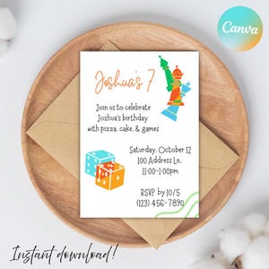 Chess Themed Birthday Party Invitation Digital Download Board Games Gamer Color or Black and White