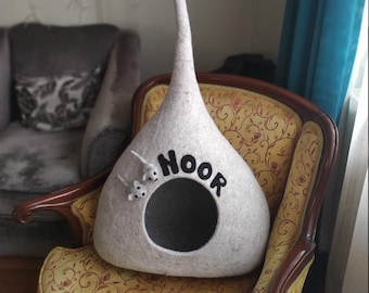 Jaskinia dla kota, meble dla kotów, personalizowana jaskinia dla kota, filcowa jaskinia dla kota, kokon dla kota, wełniana jaskinia dla kota, domek dla kota, legowisko dla kota, legowisko dla zwierząt, legowisko dla psa, prezent dla kota