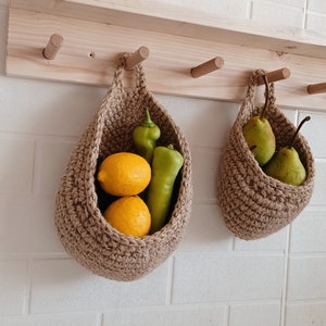 Jute Hanging Wall Baskets, Kitchen Basket, Rustic Baskets Set, Storage Basket, Farm House Basket, Vegetable baskets