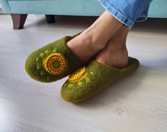 Zapatos ecológicos, zapatillas de fieltro para mujer, zapatos de casa para mujer, zapatos de lana de lana orgánica, regalo para mujer, zapatillas ecológicas hechas a mano