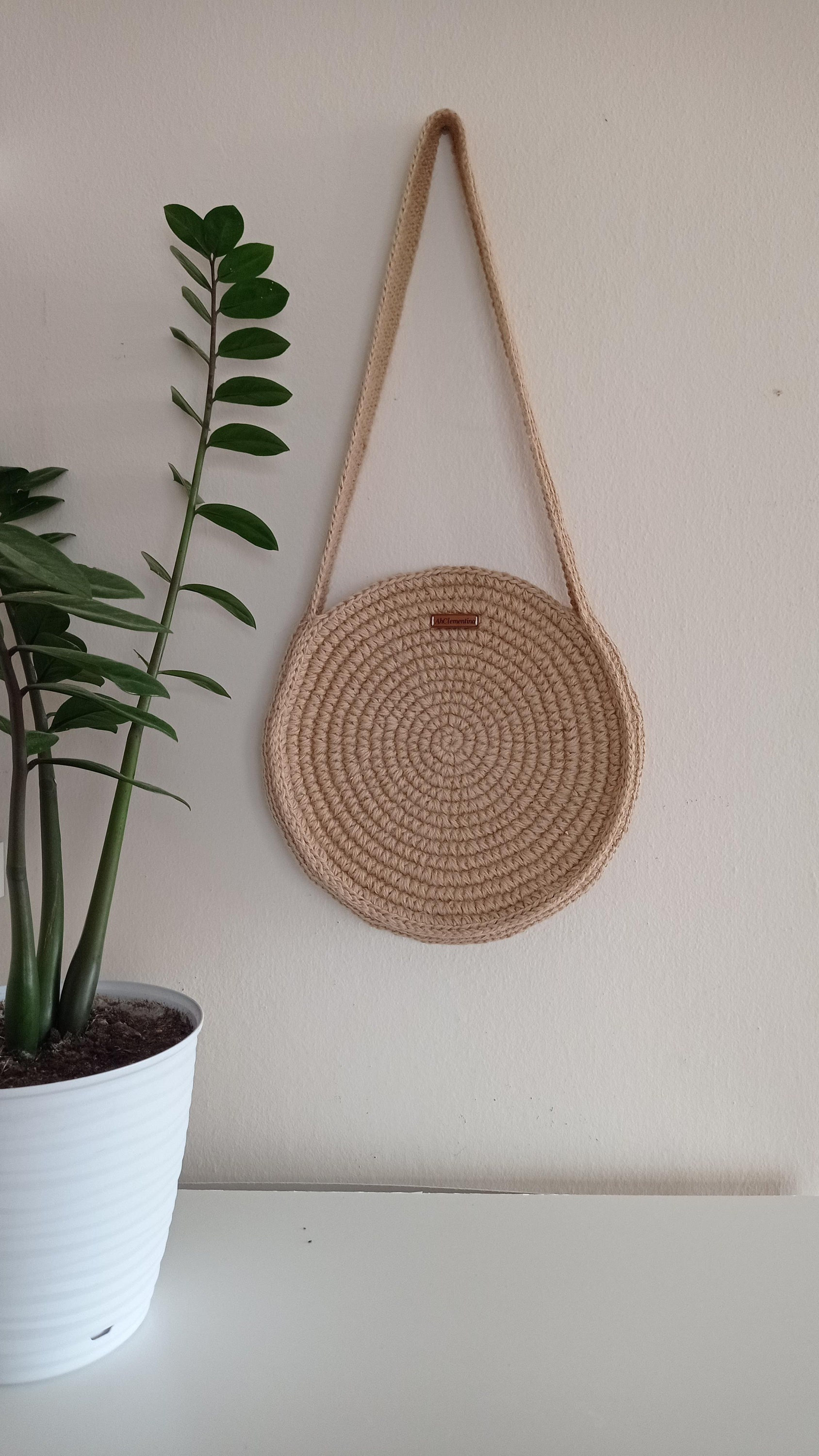 Jute Handbag Boho Round Jute Bag Crochet Jute Bag Etsy