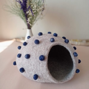 Hedgehog bed, small animal cave, small pet bed, felted pet house, ferret cocoon, nap pouch