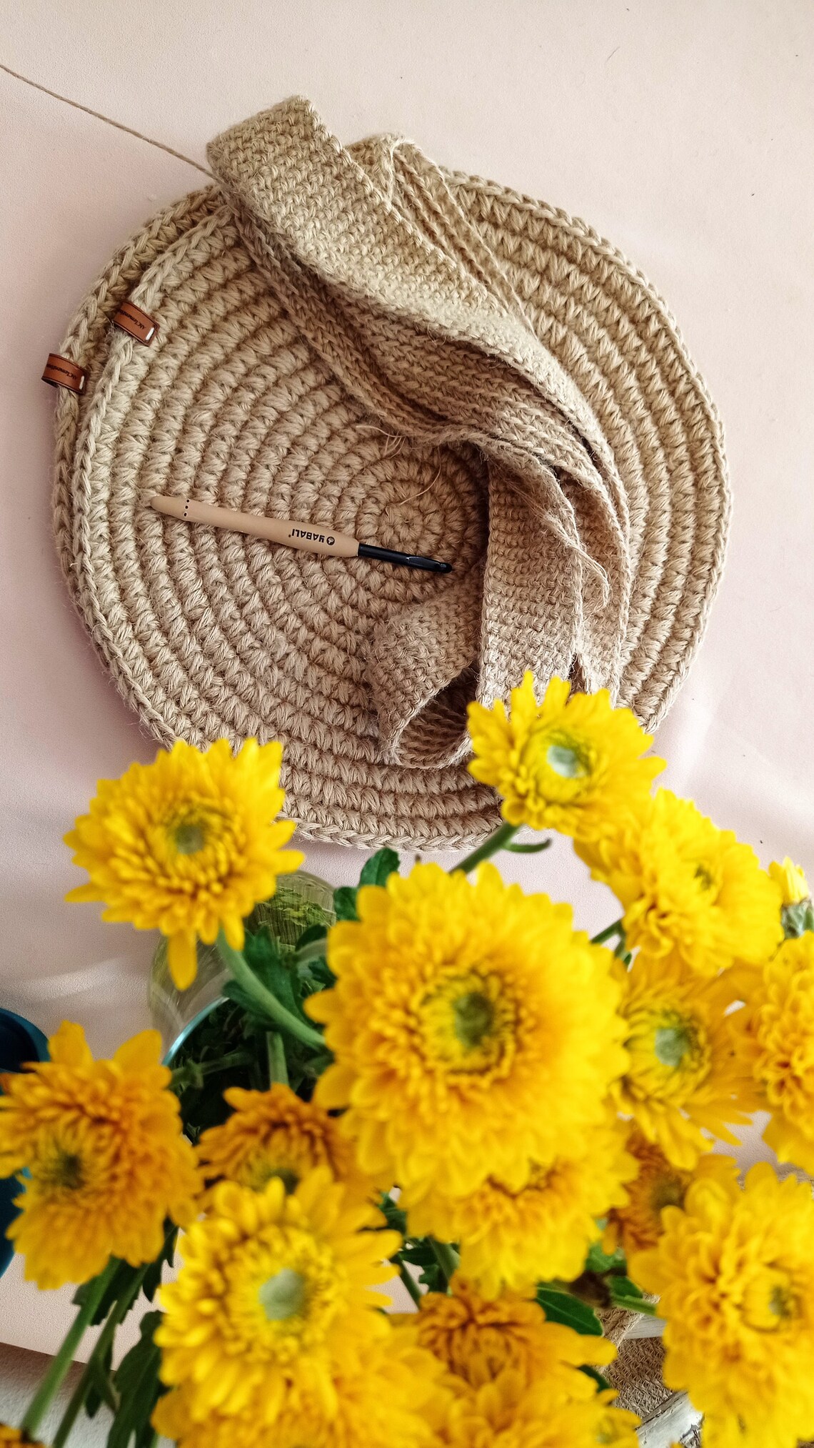 Jute Handbag Boho Round Jute Bag Crochet Jute Bag Etsy