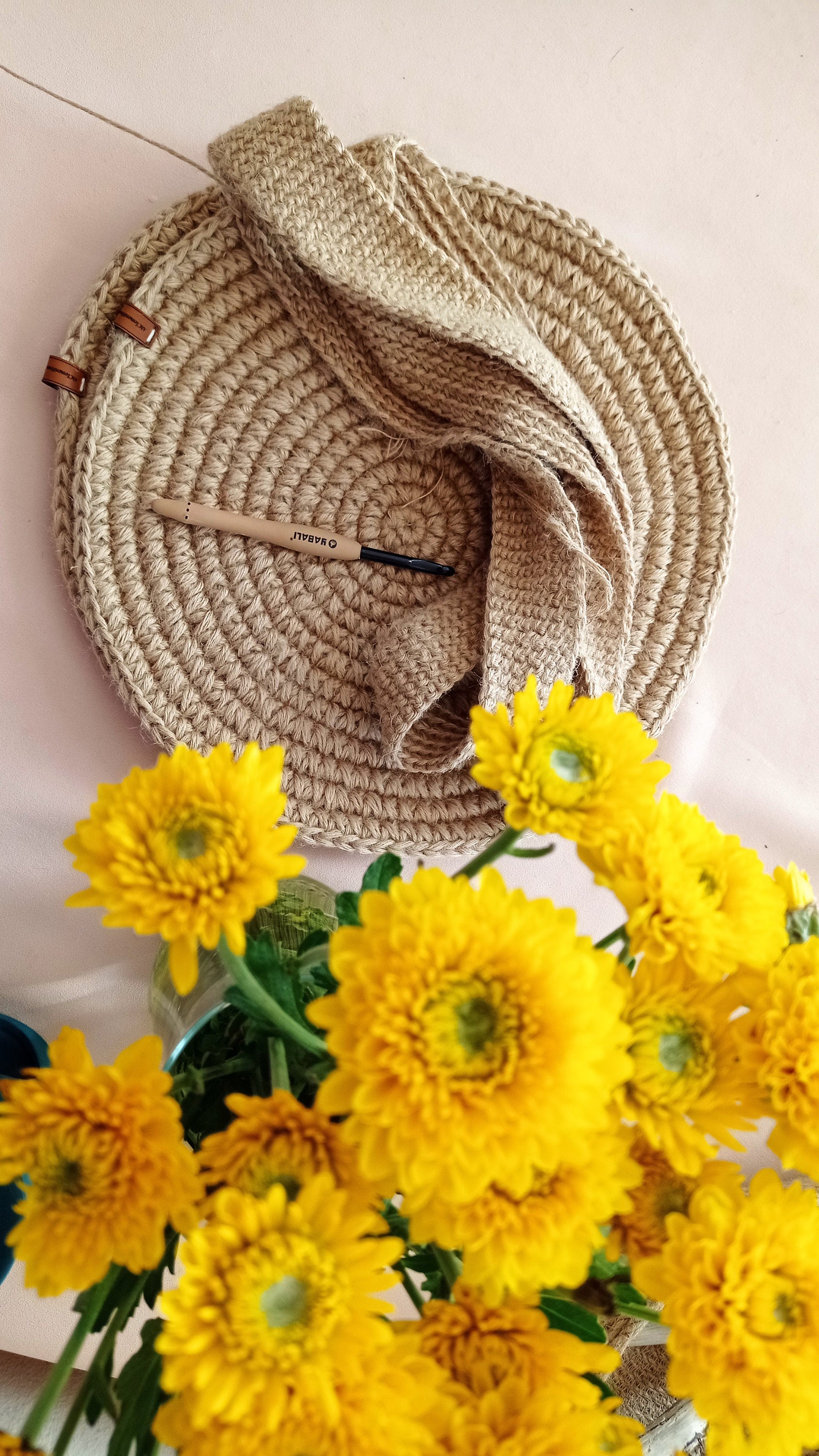 Jute Handbag Boho Round Jute Bag Crochet Jute Bag - Etsy