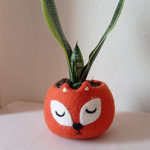 Doniczka na sukulenty, doniczka na kaktusy, wazon na rośliny, nowoczesny wystrój, filcowany wazon, kosz do przechowywania, doniczka w kształcie lisa, filcowana doniczka, urocze doniczki, wazon