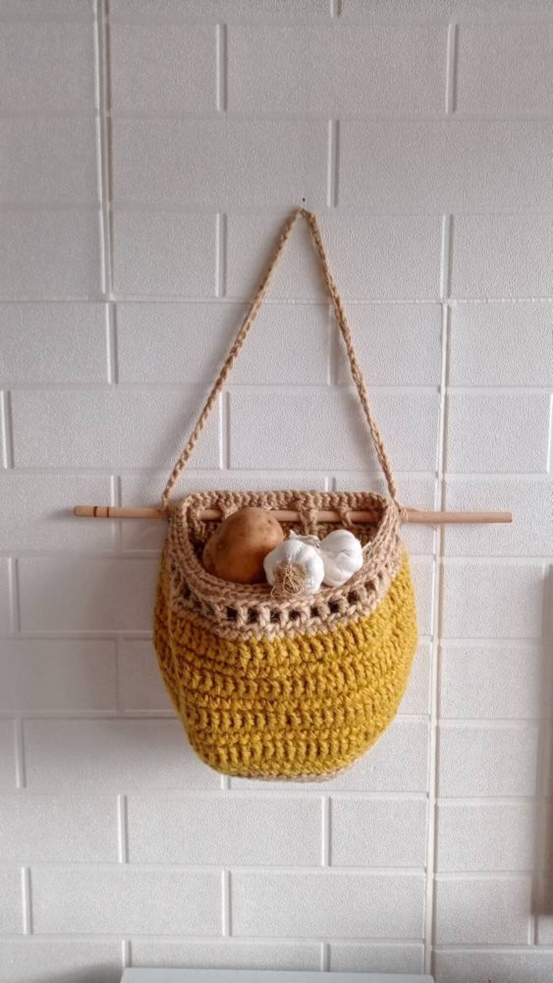 Jute Hanging Wall Baskets Kitchen Basket Rustic Baskets Set Etsy