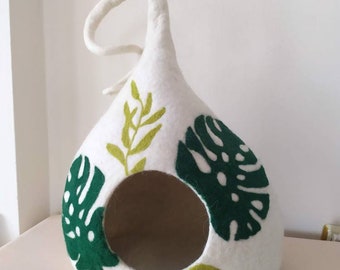 Large cat cave, cat bed, cat cave white, personslized cat cave, felt pet cave, cat cacoon, wool cat cave, pet bed, house