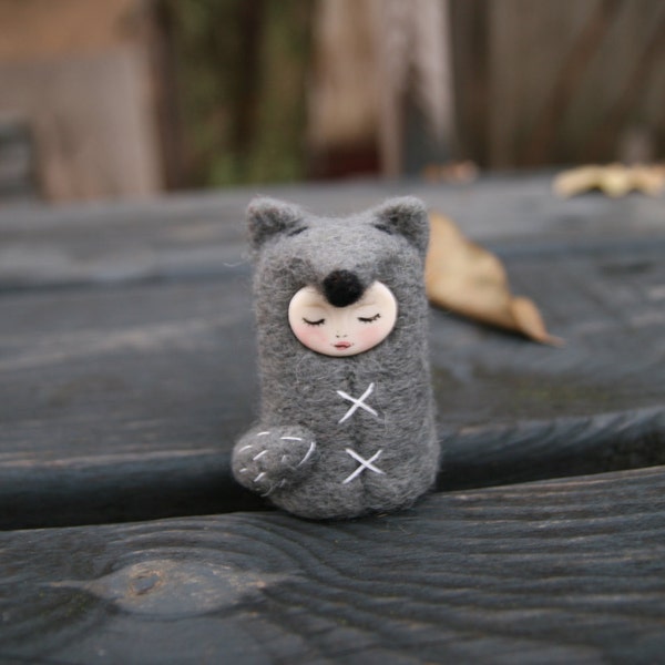 Felt Doll "Chloe" wolf  Funny Gift Idea, Felted Toy